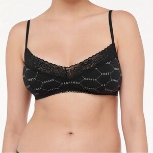NEW Savage x Fenty Bralette size 2X black lace trimmed with all over logo